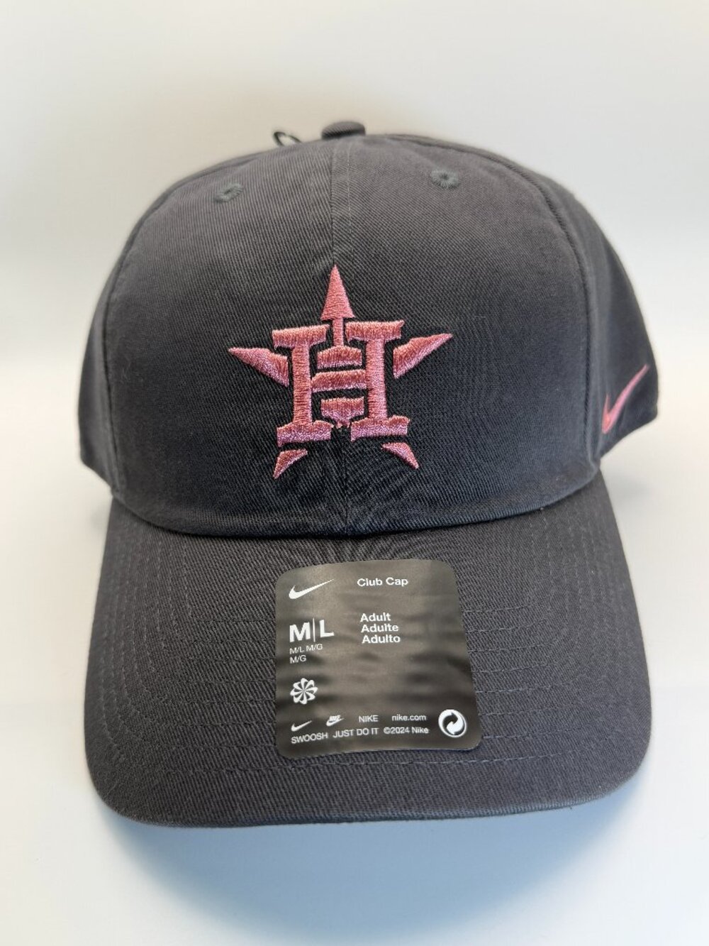 Nike Houston Astros Club Cap Black Pink Adjustable Hat M/L NWT